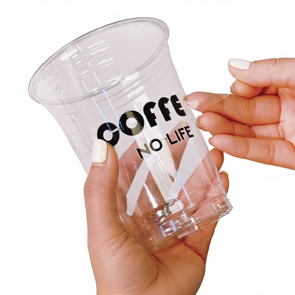 Coffee Milk Tea Cup PVC Transparent UV Bronzing Custom Trademark Logo Transfer Sticker Crystal Label