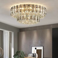Nouvelle lampe de plafond en cristal K9 de luxe léger, très vendue, style post-moderne minimaliste, pour salon, salle à manger, chambre à coucher