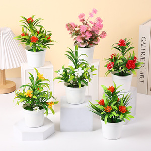 Fiore Artificiale in Vaso, <span class=keywords><strong>Rosa</strong></span> Stabilizzata, Piccolo Bonsai in Plastica e Seta, Decorazione per la Casa, Ornamento in Miniatura, Accessorio per Fotografia - Product Image 1