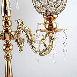 Porte-bougies en cristal à 5 bras, pièce maîtresse de candélabres avec élégantes gouttes de cristal suspendues pour fête de mariage, décoration de maison - Product Image 6
