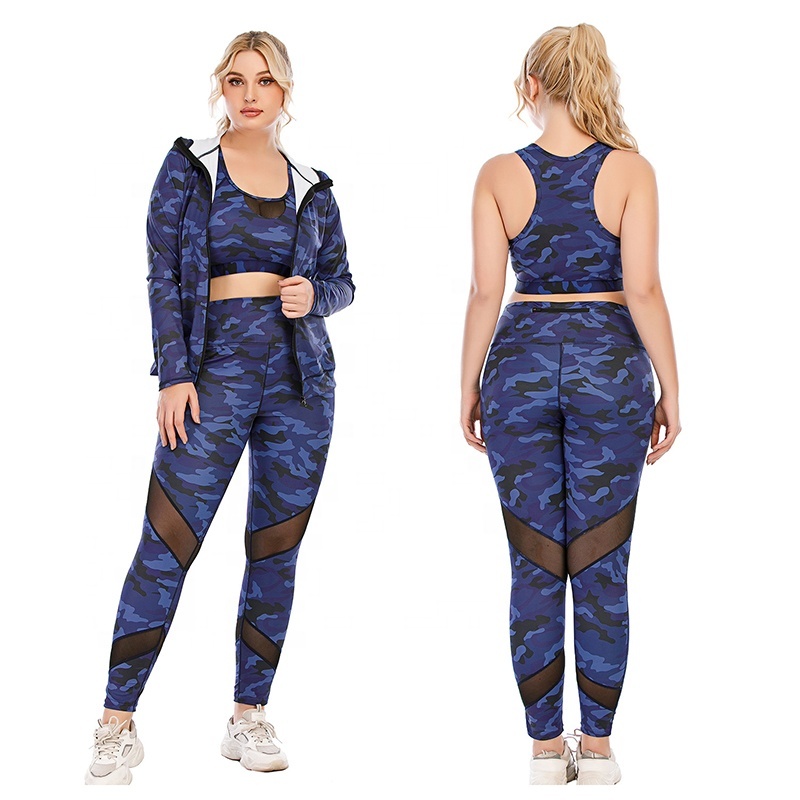 Vedo Fitness Wear Custom Logo Women's Plus Size 3XL Quick Dry GYM Workout Clothing 3 Pieces Yoga Set
