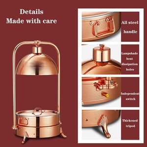 Liyunda Luxury Rose Gold 6L 8L Hotel <span class=keywords><strong>Food</strong></span> Calefacción eléctrica Acero inoxidable Horno colgante de 3 capas Platos de frotamiento Calentador de alimentos - Product Image 3