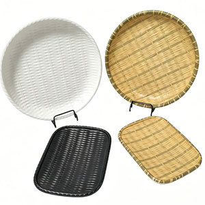 Juego de Platos de Melamina Ecológicos HCMA para Barbacoa y Restaurantes de Hot Pot, Superficie Imitación Bambú - Product Image 1