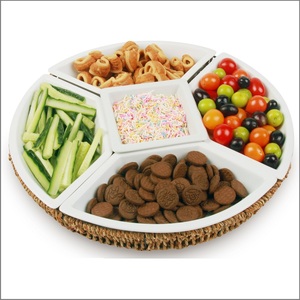 Plato Moderno Ecológico de Cerámica para Papas Fritas, Plato de Porcelana Blanca para Servir Aperitivos, Bandeja Dividida en 5 Secciones para Fiestas - Product Image 2