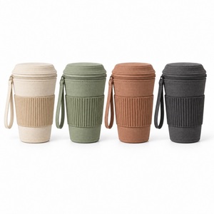 Wristlet Pouch Coffee Cup Shaped Canvas Cosmetic Bag Wrist Strap Kawaii Novelty Custom Logo Bulk - Product Image 5