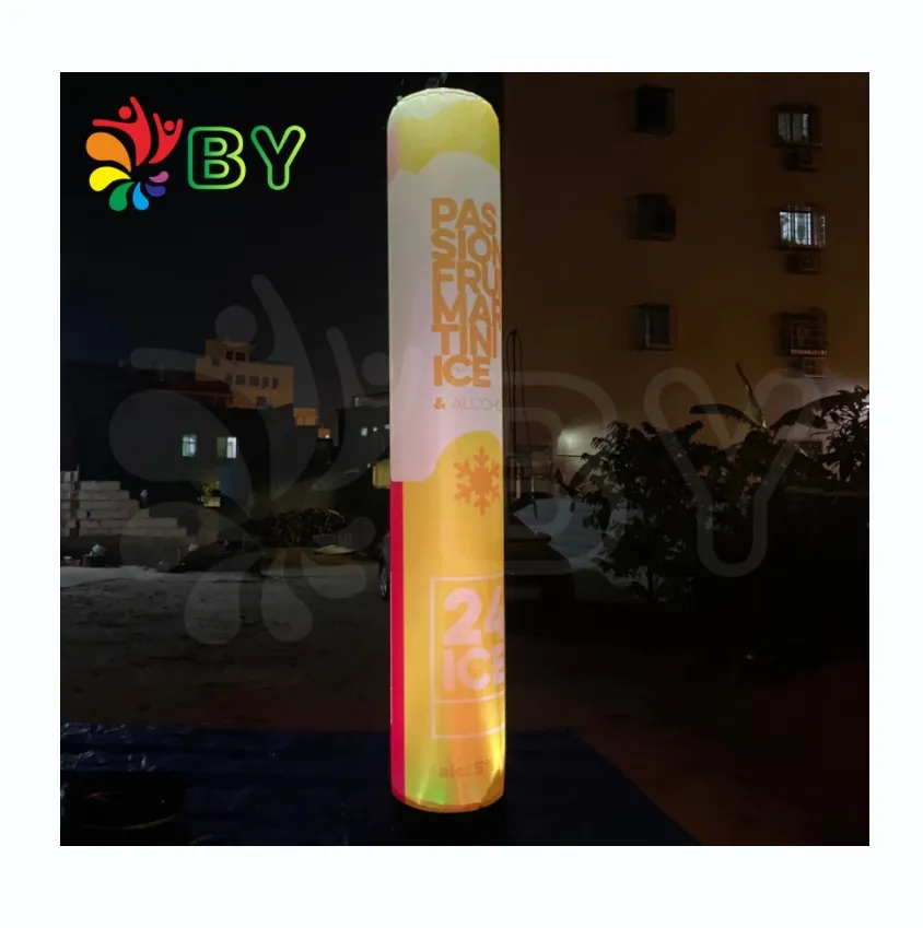 BOYAN Customized nightclub outdoor decoration giant inflatable column inflatable pole with LED light