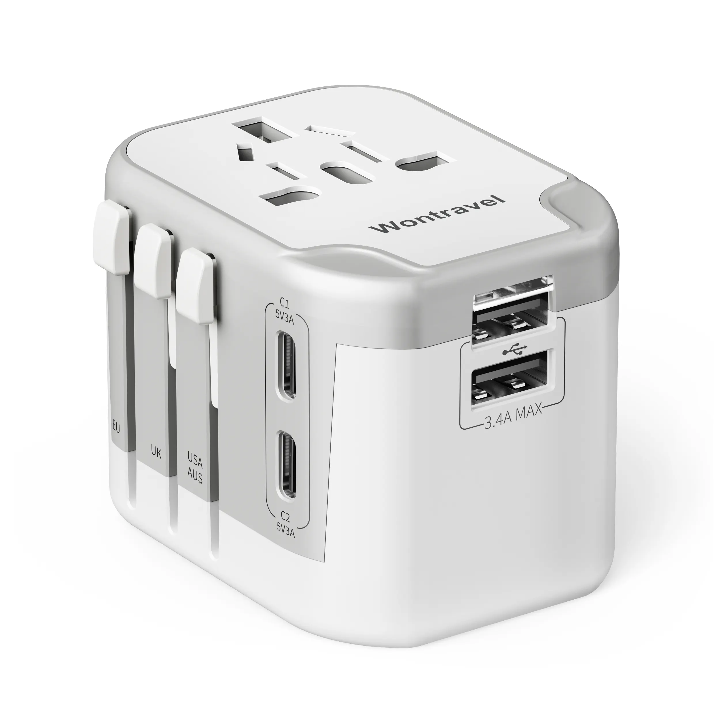 Wontravel 4 USB tường sạc adaptador de viaje internacional du lịch Adaptor phổ Travel Adapter