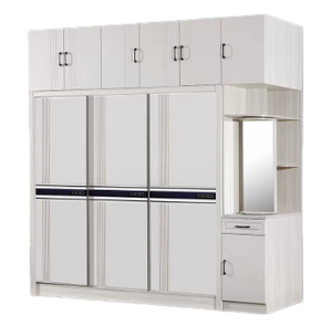 Armoire coulissante moderne blanche avec armoire supérieure et coin pour chambre principale, dressing, dressing intégré, rangement - Product Image 3