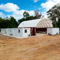 Camp de conteneurs préfabriqués 20/40 pieds au design contemporain avec bureau intégré, dortoir, atelier et ferme pour opérations à distance