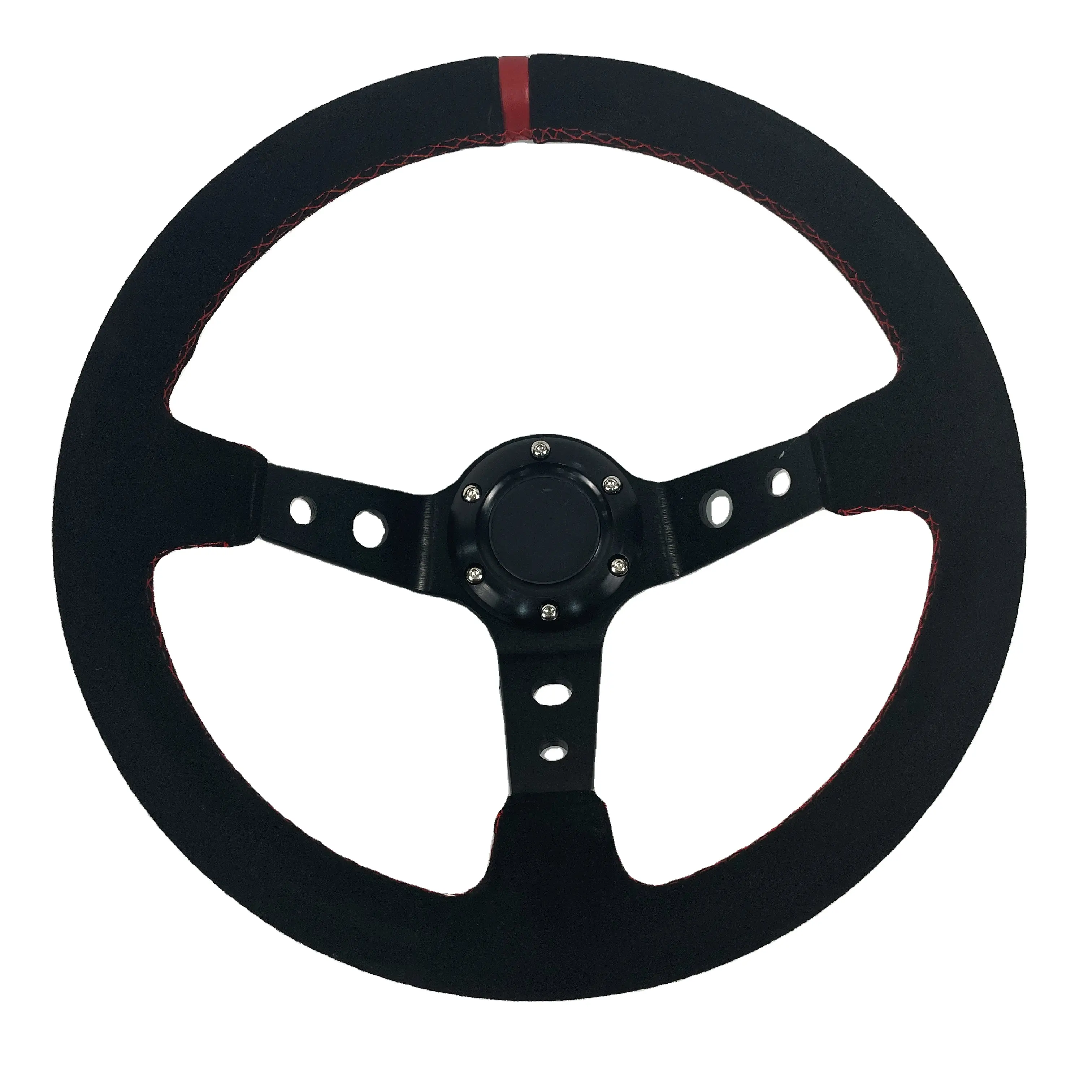 Trafly-Volante de carreras de cuero de ante con altavoz, volante Universal para coche