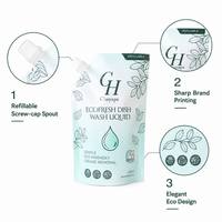 Pochettes à bec verseur personnalisées, durables, écologiques et rechargeables, vert menthe, pour liquide vaisselle, élimination de la graisse, vente en gros
