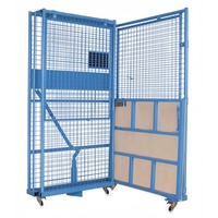 Chariot de stockage robuste en métal avec porte simple et roulettes pour entrepôt, idéal pour le transport de marchandises