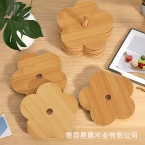 Bamboo Heat Insulation <b>Mat</b> Petal Shape Thickened Anti <b>Slip</b> Placemat For Casseroles Coaster Set - Product Image 4