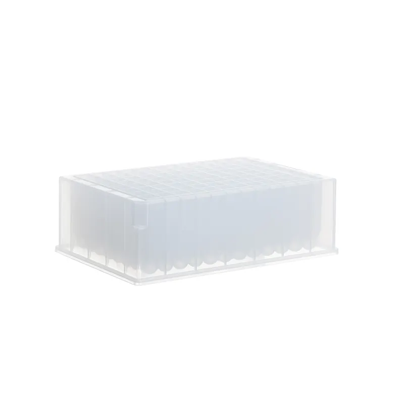 Laboratory 96 Well Plate 2.2ml PP Plastic Transparent Square Hole Round Bottom Deep Well Plate