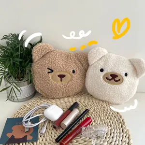 Sac de rangement pour cosmétiques créatif, nouveau design, vente en gros, mignon ours en peluche, sac à main portable