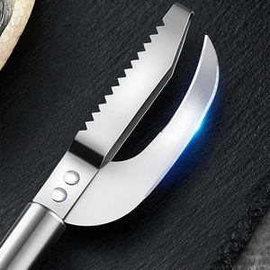 Stainless Steel <b>Fish</b> Scaler 2 In 1 Multi Purpose <b>Fish</b> Cleaning Tool Heavy Duty For Seafood Preparation - Product Image 3
