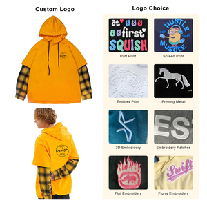 Custom Logo Oversized Drop Shoulder Pullover <b>Men</b> Hoodie New Stylish Anti-pilling Two-In-One Piece <b>Best</b> Cotton Embroidered Print - Product Image 3