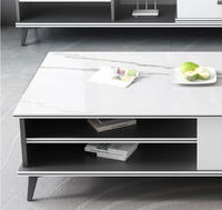 Ensemble de table basse et de meuble TV moderne de luxe avec panneau flottant en métal réglable pour salon et chambre à coucher, compatible avec les téléviseurs de 65 pouces et plus