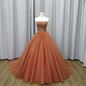 Robe de soirée élégante à épaules dénudées, col cœur, manches en tulle détachables, coupe trapèze, Mz0032 - Product Image 6