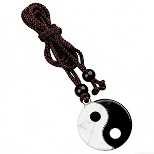 Collar de Cristal en Oferta, Negro y Blanco, TaiChi YinYang, Howlite, Obsidiana, Grabado de <span class=keywords><strong>Bagua</strong></span>, Tallados Redondos para Equilibrio, Regalo - Product Image 5