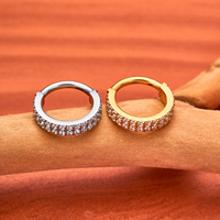 Pendientes de Titanio G23 de Moda, Anillos Articulados de 1.2mm para Piercing de Cartílago con Circonitas Pavé, Joyería para Lóbulo