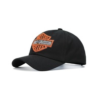 Gorra de Béisbol Estilo Biker con Logotipo Bordado Personalizado, 6 Paneles, Negra, Transpirable, Precio de Fábrica, Gorra Deportiva, Gorra para el Sol, para Regalo