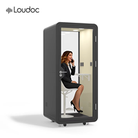 Cabine Acoustique Portable pour Villa, Hôtel, Bureau – Cabine Insonorisée Individuelle en Tôle Métallique Mobile avec Ventilation et Éclairage LED
