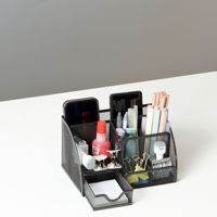 Ensemble de bureau multifonctionnel en maille métallique, organisateur de bureau, porte-crayons, support de rangement pour fournitures de bureau, à plusieurs niveaux, dimensions 22x15x12cm