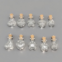 Jolies fioles en verre avec bouchon en liège, différentes formes, mini-bouteilles à vœux en verre transparent avec bouchon en liège