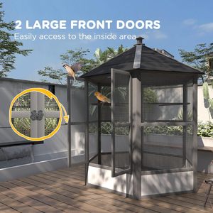 Dış Mekan Bahçe Lüks Toptan Büyük Boy Ahşap Nefes Alabilen Rüzgar Geçirmez Çevre Dostu Evcil Hayvan Papağan Kafesi Kuş Kafesi Her Mevsim - Product Image 3