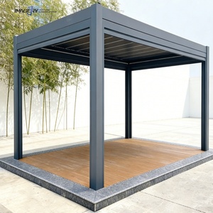 Pergola motorisée moderne en aluminium avec toit rabattable pour entrée de villa extérieure, pavillon à toit rabattable automatique motorisé - Product Image 4