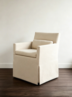 Fauteuil Moderne Italien de Luxe Blanc Rembourré en Bois Massif pour Bar à Domicile et Salle à Manger d'Hôtel
