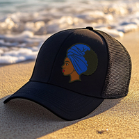 Fille afro personnalisée fait logo patchs de broderie fer sur coudre sur la mode noir fille afro tissé Patch pour chapeaux vêtement