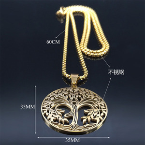 Collar con Árbol de la Vida y Triskelión Celta para Mujer y Hombre, Acero Inoxidable, Color Dorado, Joyería Pagana - Product Image 6
