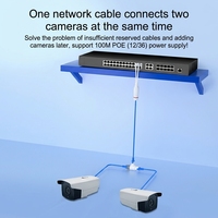 Adaptateur de connecteur de câblage réseau PoE 2 en 1, séparateur Ethernet étanche en plastique 100M 12V RJ45 pour système de sécurité CCTV et caméra IP