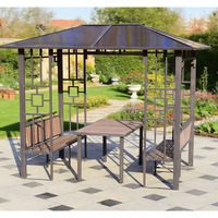 Nouvelle conception de pavillon moderne en métal pour l'extérieur, tente de jardin imperméable en métal galvanisé avec table et ensemble de meubles de jardin