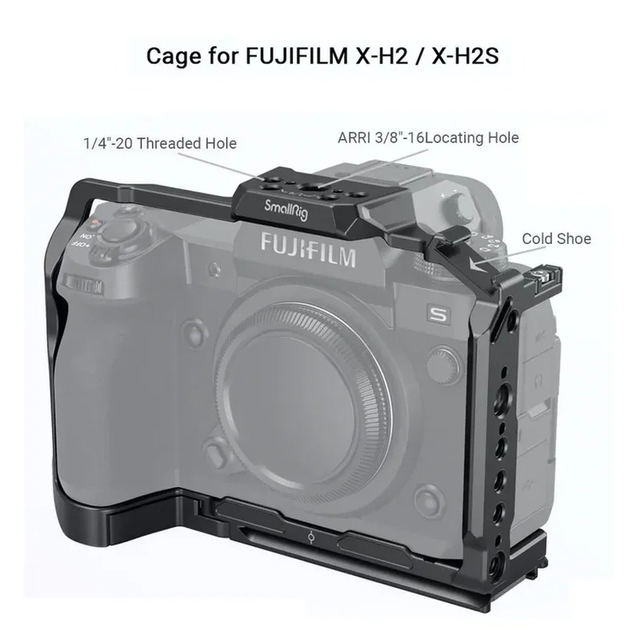For Camera Cage FUJIFILM X-H2 / X-H2S Aluminum Alloy Video Making Camera Rig NATO Rails Quick Release Plate 38-16 Threaded