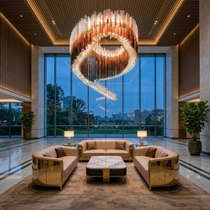 Lámpara de Araña Moderna de Cristal, Gran Tamaño, para Vestíbulo de Hotel, Luz LED Blanca Cálida, Control Remoto, Regulable, E27 - Product Image 1