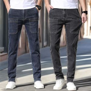 Jeans décontractés pour hommes avec fermeture éclair, blancs et rouges, déchirés - Product Image 2