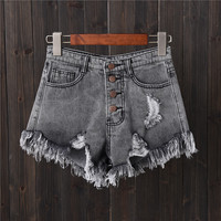 Mode féminine décontracté été Cool femmes Denim Shorts taille haute doublé de fourrure jambe-ouvertures grande taille Sexy jean court
