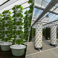 Système de culture hydroponique et aquaponique vertical à 5, 7 ou 9 niveaux pour 20 à 36 plantes avec pompe, en matériau ABS durable