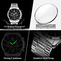 Montre pour homme Poedagar 928, montre chronographe décontractée pour homme, acier inoxydable, Herrenuhr, étanche, montre sport à quartz