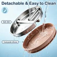 Assiette bébé à ventouse 3 compartiments, en acier inoxydable 304 sans BPA, avec revêtement en silicone de qualité alimentaire, personnalisable en gros