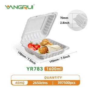 Cajas de Alimentos con Forma de Concha de Almeja Blanca Lisa 803, Envases para Almuerzo, Comida Rápida, Tapa con Bisagras Segura para Llevar - Product Image 3