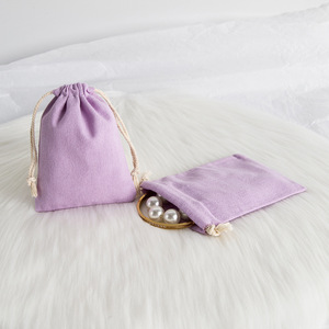 Purple Cotton <b>Drawstring</b> Bag 7x9cm Jewelry Storage <b>Pouch</b> Rectangular Fabric Ring Holder Packaging For Accessories - Product Image 5