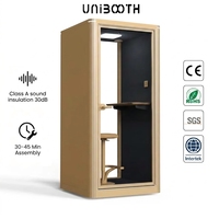 UNIBOOTH Luxury Private ASTM-E84 Ignifuge 30dB ISO 23351 Installation Rapide en 30-45 Min Cabine Silencieuse pour Bureau Ouvert Bibliothèque Exportation Mondiale