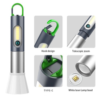 Lampe de travail COB de camping en plein air la plus vendue, rechargeable par USB, mini lampe torche LED tactique étanche avec mousqueton