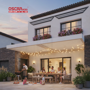 Pergola en alliage d'aluminium avec effet coucher de soleil doré, idéale pour la détente en villa, les réunions décontractées entre <span class=keywords><strong>amis</strong></span> et les moments de loisirs - Product Image 1