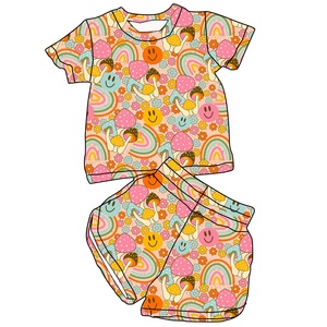Ensembles de Vêtements d'Été Décontractés Vert Clair pour Enfants en Gros – Débardeur Sans Manches, Short à Nœud Papillon et Ceinture Imprimés en Polyester/Coton Lavable pour Filles - Product Image 5