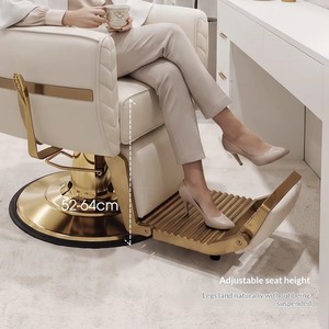 Fauteuil de barbier en cuir synthétique de luxe, rotation à 360 degrés, inclinable, base ronde hydraulique, équipement de salon de coiffure - Product Image 4